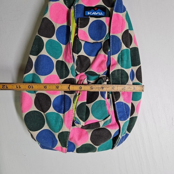 Kavu Sling Backpack Canvas Polka Dot Neon Pink‎ Blue Grey Teal - Picture 7 of 8